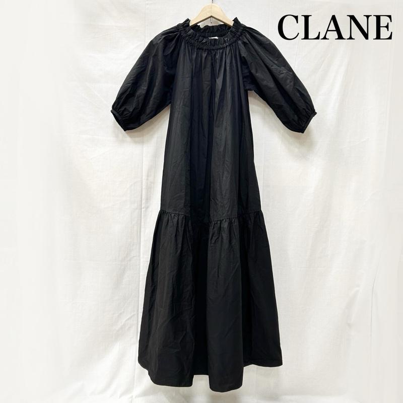 クラネ CLANE ワンピース ロングスカート 2WAYショルダーワンピース 10112-5212 オフショル クルーネック ティアード 0 無地 黒 / ブラック / black レディース USED 古着 中古 50155496