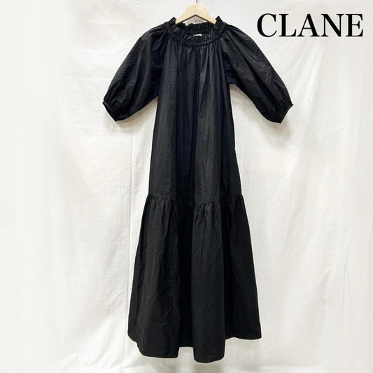 クラネ CLANE ワンピース ロングスカート 2WAYショルダーワンピース 10112-5212 オフショル クルーネック ティアード 0 無地 黒 / ブラック / black レディース USED 古着 中古 50155496