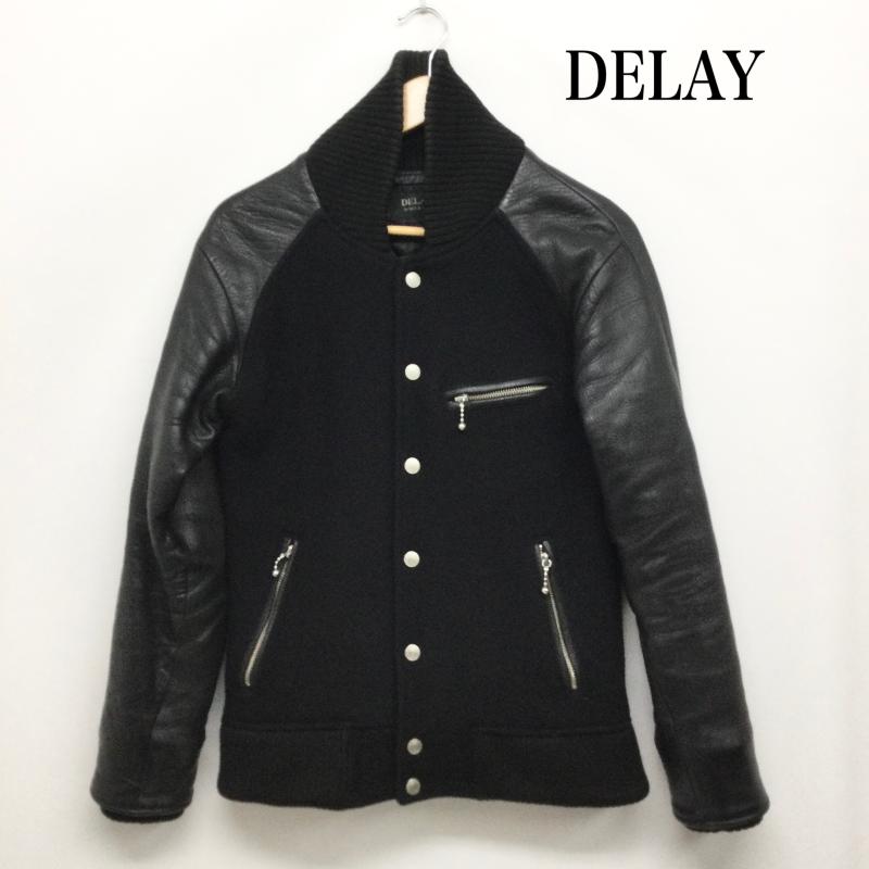 ディレイバイウィンアンドサンズ DELAYBYWIN&SONS ジャケット、上着 レザージャケット DELAY by win&sonsスタジャン レザージャケット DW17-JK-005 1 無地 黒 / ブラック / black メンズ USED 古着 中古 50155524