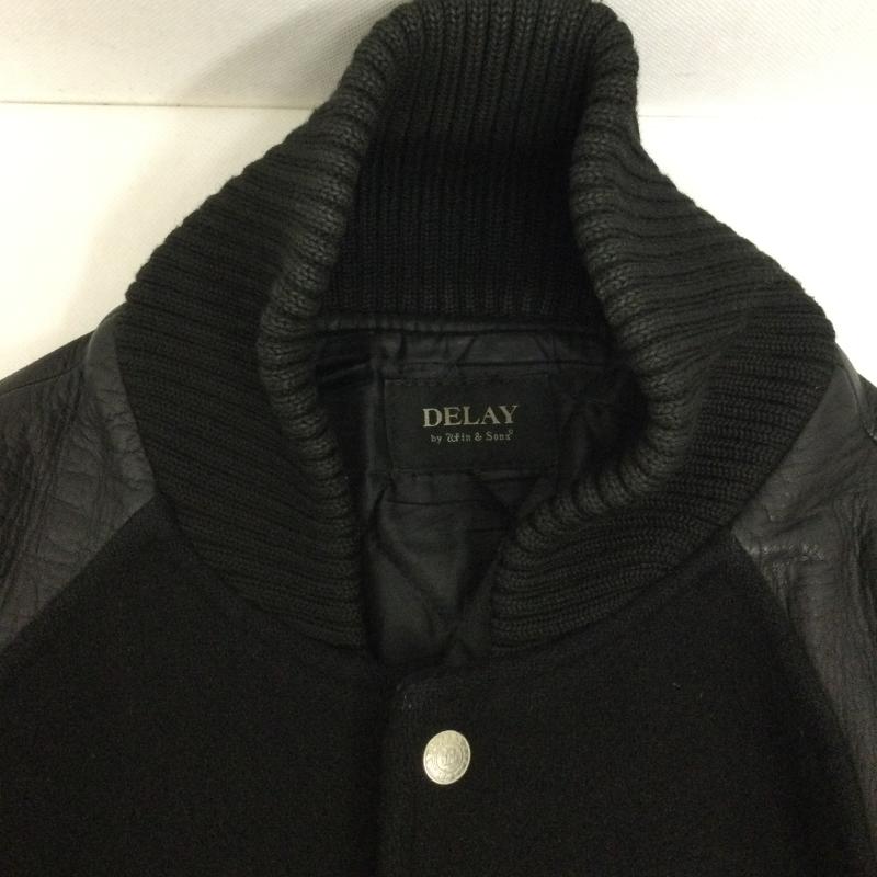 ディレイバイウィンアンドサンズ DELAYBYWIN&SONS ジャケット、上着 レザージャケット DELAY by win&sonsスタジャン レザージャケット DW17-JK-005 1 無地 黒 / ブラック / black メンズ USED 古着 中古 50155524