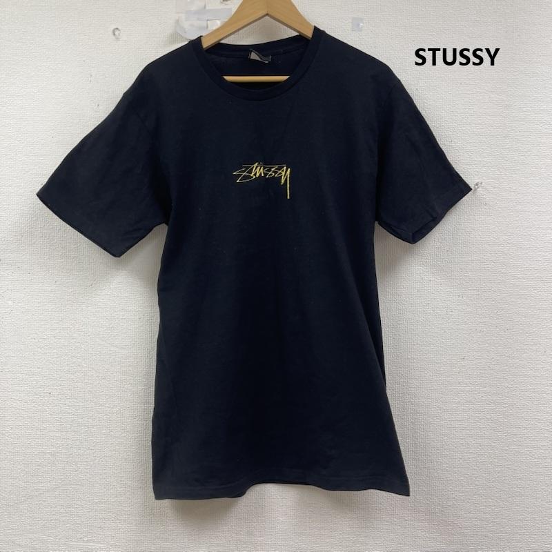 ステューシー STUSSY Tシャツ 半袖 センター 刺繍 金 ロゴ コットン Tシャツ M 黒 / ブラック / black メンズ USED 古着 中古 50155529