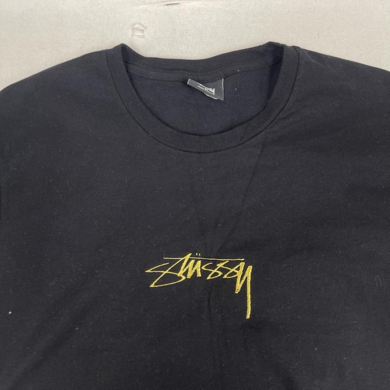 ステューシー STUSSY Tシャツ 半袖 センター 刺繍 金 ロゴ コットン Tシャツ M 黒 / ブラック / black メンズ USED 古着 中古 50155529