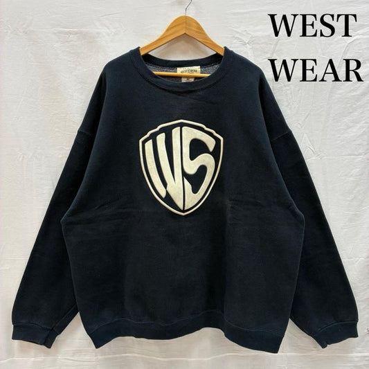 古着 USED トレーナー 長袖 WEST WEAR ウエストウェア 90s 00s メキシコ製 発砲プリント ビッグサイズ スウェット XXL ロゴ、文字 X プリント 黒 / ブラック / black メンズ USED 古着 中古 50155536