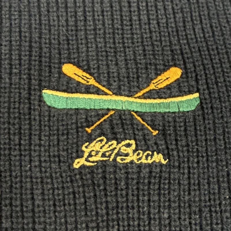 エルエルビーン L.L.Bean ニット、セーター 長袖 80s USA製 ハーフボタン プルオーバー コットン ニット セーター XL ロゴ、文字 X 刺繍 紺 / ネイビー / navy メンズ USED 古着 中古 50155539