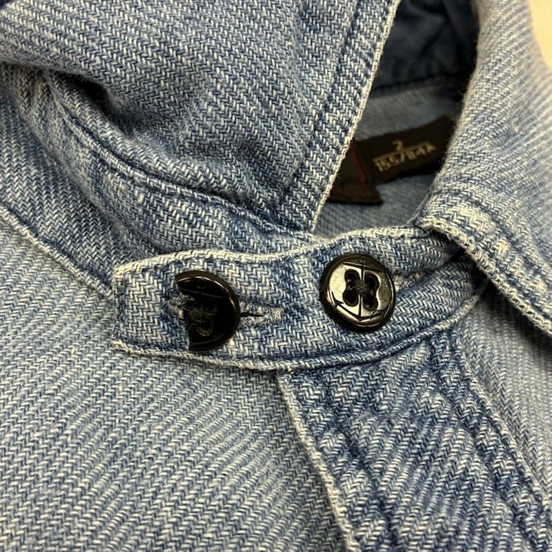 ダブルアールエル ラルフローレン RRL RALPH LAUREN シャツ、ブラウス 長袖 チンストラップ マチ付き コットン ライトインディゴ ワーク シャツ 2 水色 / ライトブルー / メンズ USED 古着 中古 50155543