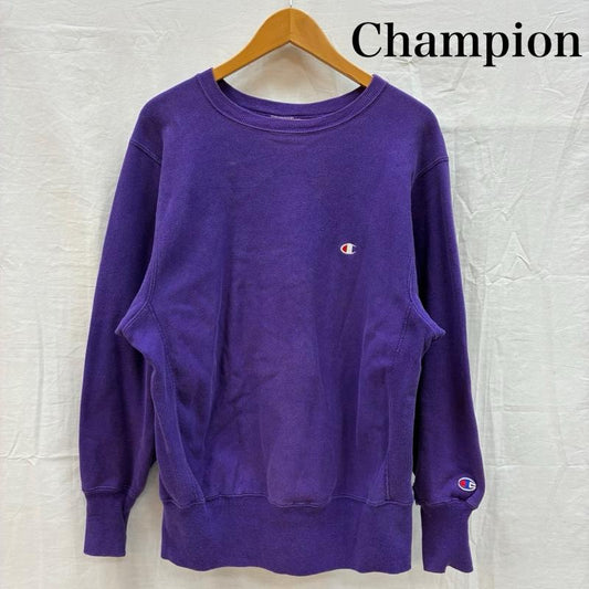チャンピオン Champion トレーナー 長袖 90s 後期 USA製 REVERSE WEAVE リバースウィーブ スウェット トレーナー M ワンポイント X ロゴ、文字 X 刺繍 紫 / パープル / purple メンズ USED 古着 中古 50155557