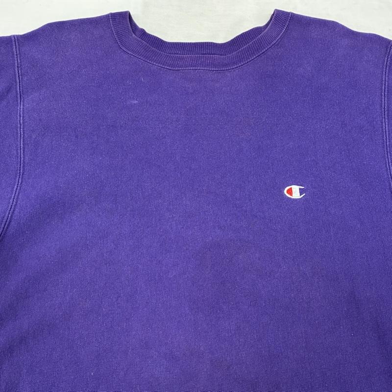 チャンピオン Champion トレーナー 長袖 90s 後期 USA製 REVERSE WEAVE リバースウィーブ スウェット トレーナー M ワンポイント X ロゴ、文字 X 刺繍 紫 / パープル / purple メンズ USED 古着 中古 50155557