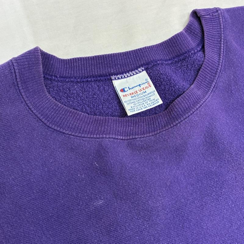 チャンピオン Champion トレーナー 長袖 90s 後期 USA製 REVERSE WEAVE リバースウィーブ スウェット トレーナー M ワンポイント X ロゴ、文字 X 刺繍 紫 / パープル / purple メンズ USED 古着 中古 50155557