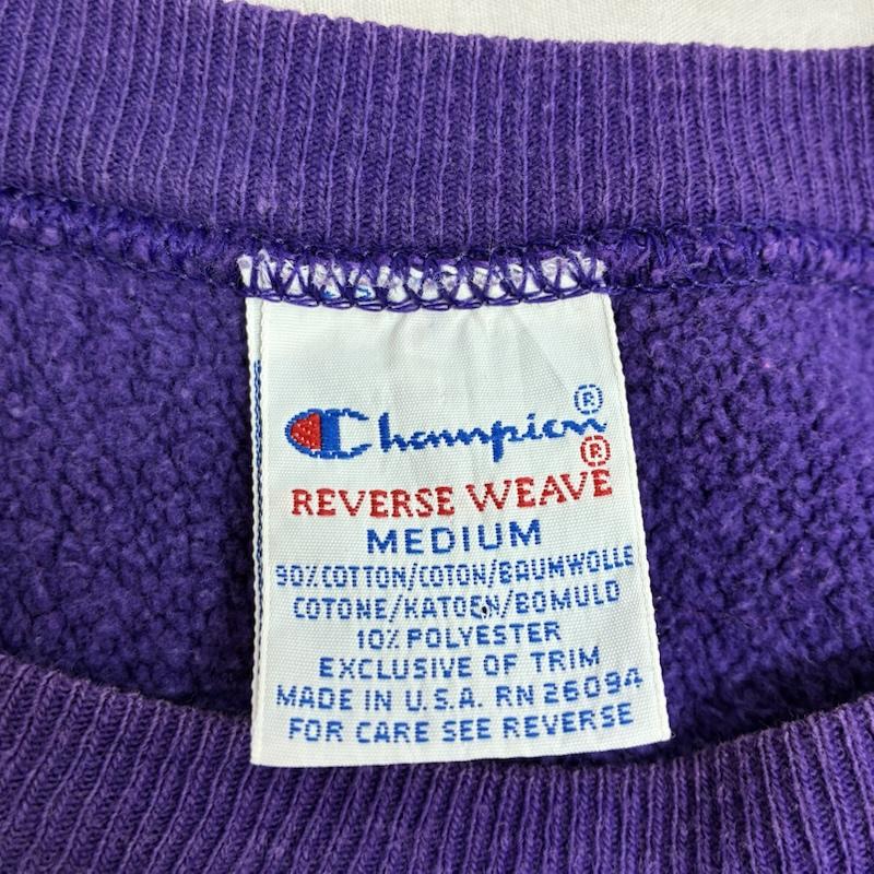 チャンピオン Champion トレーナー 長袖 90s 後期 USA製 REVERSE WEAVE リバースウィーブ スウェット トレーナー M ワンポイント X ロゴ、文字 X 刺繍 紫 / パープル / purple メンズ USED 古着 中古 50155557