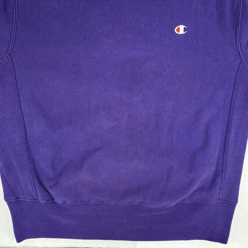 チャンピオン Champion トレーナー 長袖 90s 後期 USA製 REVERSE WEAVE リバースウィーブ スウェット トレーナー M ワンポイント X ロゴ、文字 X 刺繍 紫 / パープル / purple メンズ USED 古着 中古 50155557