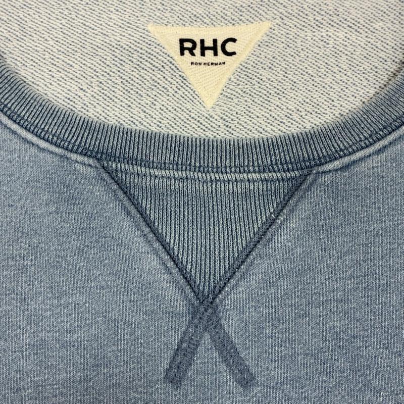 ロンハーマン カリフォルニア Ron Herman California トレーナー 長袖 RHC Vガゼット ライト インディゴ カットオフ ヴィンテージ加工 スウェット トレーナー M ダメージ加工 水色 / ライトブルー / メンズ USED 古着 中古 50155558