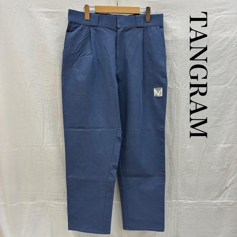 古着 USED パンツ チノパン TANGRAM タングラム BASIC LOGO CHINO PANTS ワンタック ワイド ストレッチ チノ パンツ TGS-MP03 L ロゴ、文字 X 刺繍 水色 / ライトブルー / メンズ USED 古着 中古 50155560