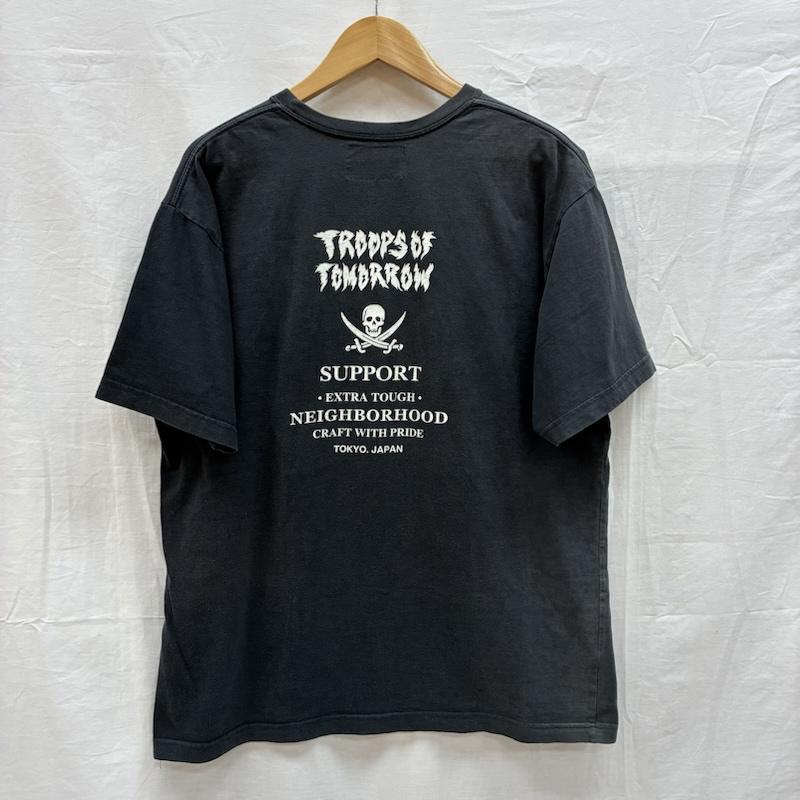 ネイバーフッド NEIGHBORHOOD Tシャツ 半袖 TROOPS OF TOMORROW スカル プリント 半袖 Tシャツ フェード - ロゴ、文字 X プリント 黒 / ブラック / black メンズ USED 古着 中古 50155571