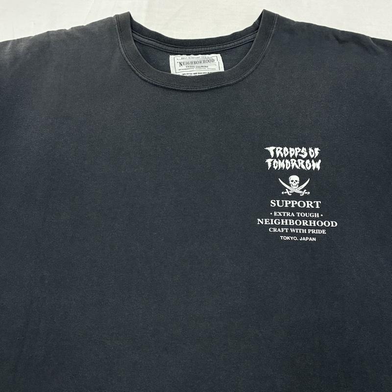 ネイバーフッド NEIGHBORHOOD Tシャツ 半袖 TROOPS OF TOMORROW スカル プリント 半袖 Tシャツ フェード - ロゴ、文字 X プリント 黒 / ブラック / black メンズ USED 古着 中古 50155571