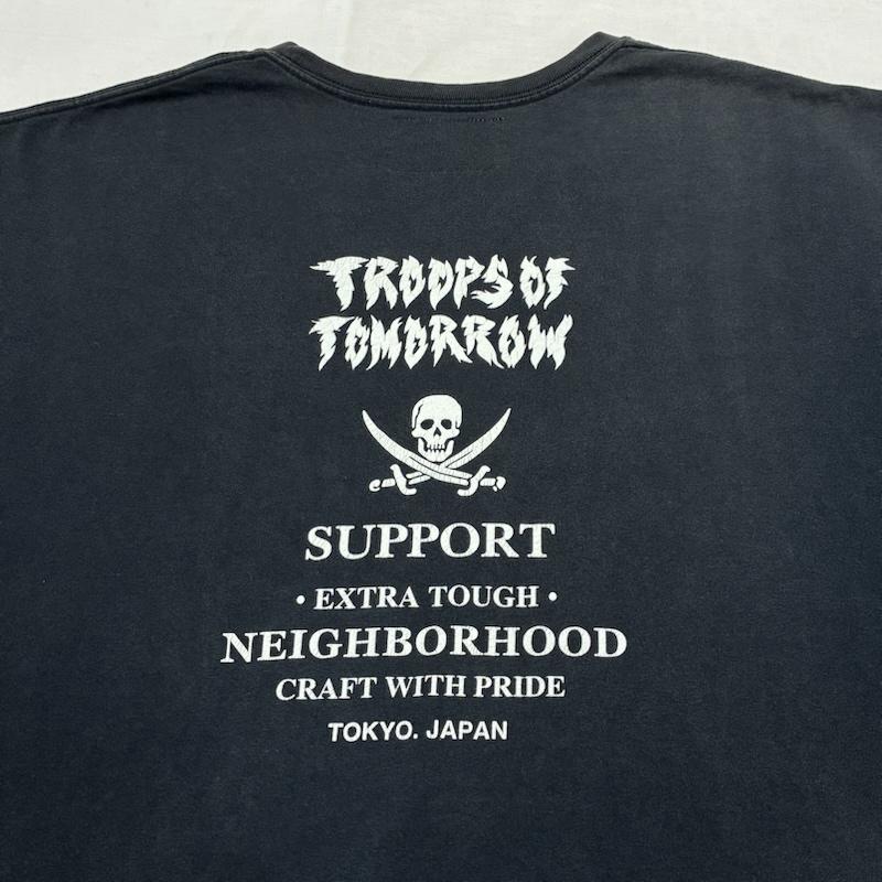 ネイバーフッド NEIGHBORHOOD Tシャツ 半袖 TROOPS OF TOMORROW スカル プリント 半袖 Tシャツ フェード - ロゴ、文字 X プリント 黒 / ブラック / black メンズ USED 古着 中古 50155571