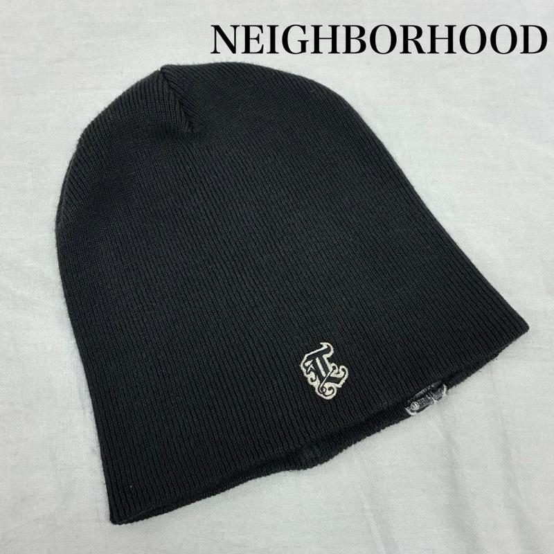 ネイバーフッド NEIGHBORHOOD 帽子 ニット帽 90s 00s コットン ニット キャップ ビーニー オールド アーカイブ - ワンポイント X ロゴ、文字 黒 / ブラック / black メンズ USED 古着 中古 50155574