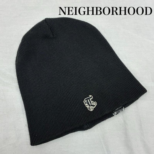 ネイバーフッド NEIGHBORHOOD 帽子 ニット帽 90s 00s コットン ニット キャップ ビーニー オールド アーカイブ - ワンポイント X ロゴ、文字 黒 / ブラック / black メンズ USED 古着 中古 50155574
