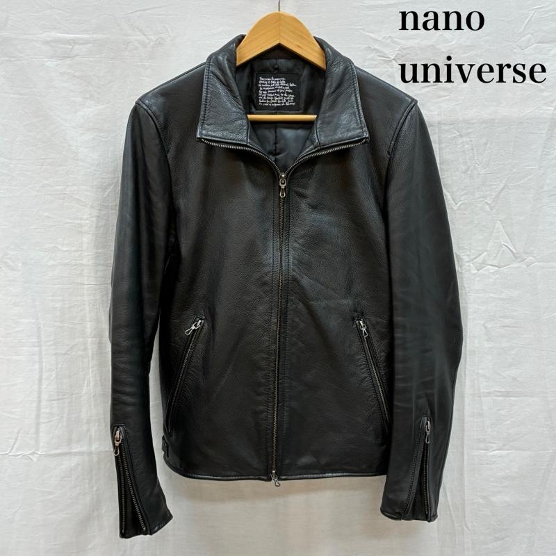 ナノユニバース nano・universe ジャケット、上着 レザージャケット NUC03LO363CL シングル ライダース レザー ジャケット サーモライト 牛革 S 黒 / ブラック / black メンズ USED 古着 中古 50155580