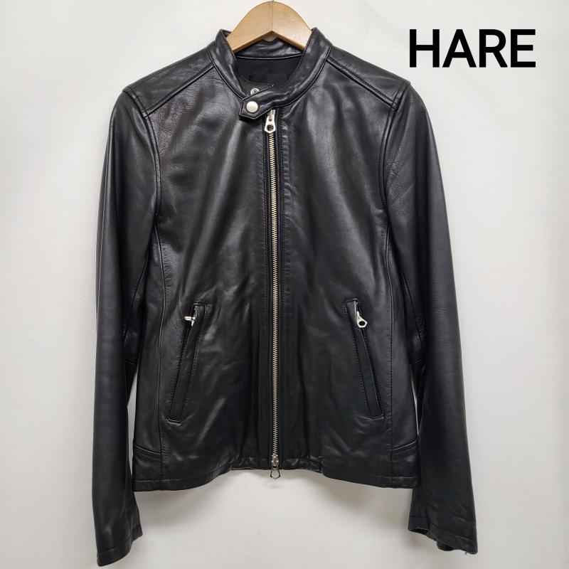 ハレ HARE ジャケット、上着 レザージャケット ラムレザー シングルライダース S 無地 黒 / ブラック / black メンズ USED 古着 中古 50155584