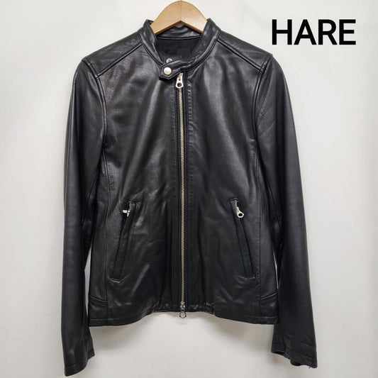 ハレ HARE ジャケット、上着 レザージャケット ラムレザー シングルライダース S 無地 黒 / ブラック / black メンズ USED 古着 中古 50155584