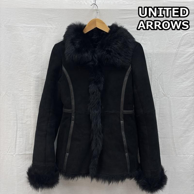 ユナイテッドアローズ UNITED ARROWS ジャケット、上着 レザージャケット SLITZ ムートン レザー ファー ジャケット 1525-199-1896 36 黒 / ブラック / black レディース USED 古着 中古 50155593