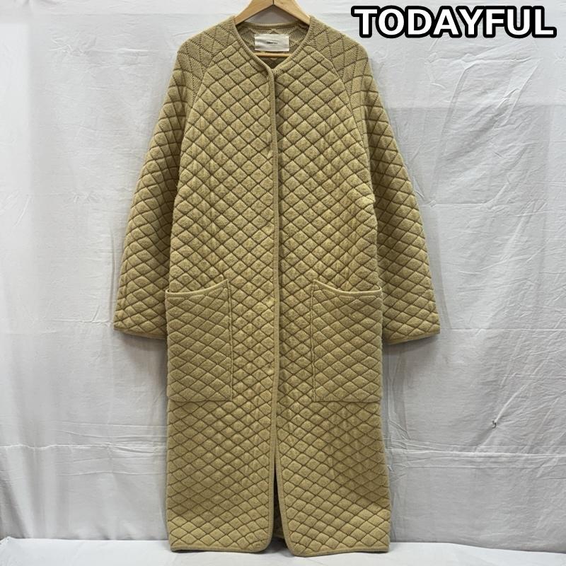 トゥデイフル TODAYFUL コート コート一般 キルティング ニット ロング コート ノーカラー ラグラン 12020012 38 レディース USED 古着 中古 50155646