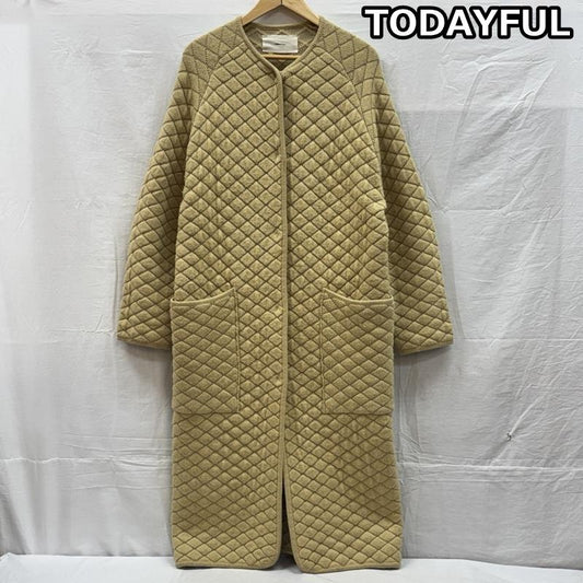 トゥデイフル TODAYFUL コート コート一般 キルティング ニット ロング コート ノーカラー ラグラン 12020012 38 レディース USED 古着 中古 50155646