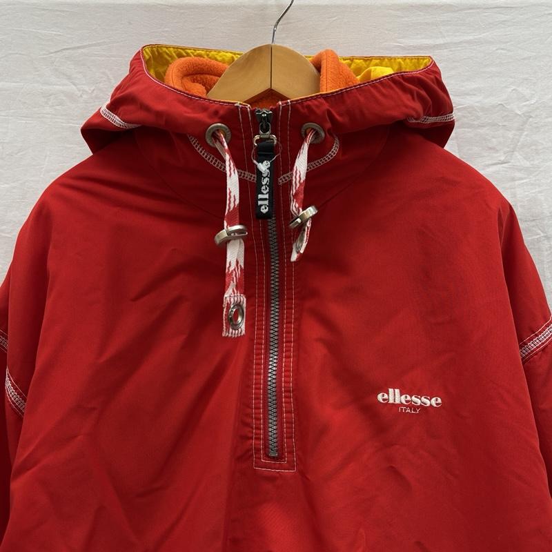 エレッセ ellesse ジャケット、上着 ジャンパー、ブルゾン 90年代 ビンテージ ブルドッグ スター ロゴ プルオーバー ハーフジップ ナイロン ジャケット - 赤 / レッド / red X 黄 / イエロー / yellow メンズ USED 古着 中古 50155655