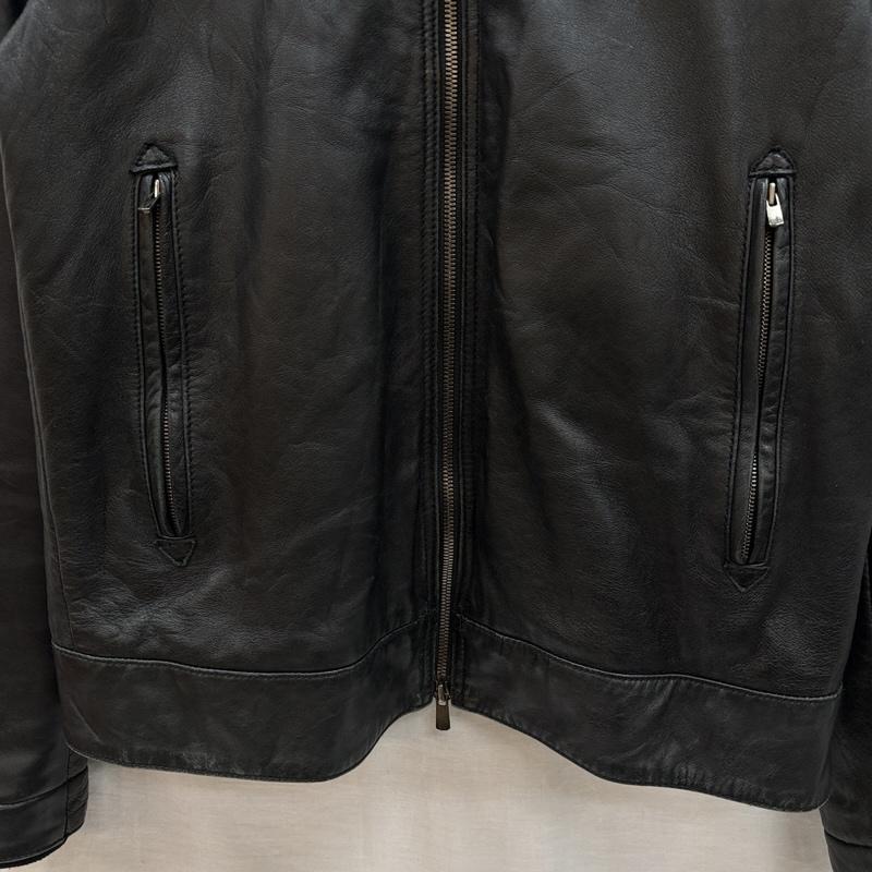 ユナイテッドアローズ UNITED ARROWS ジャケット、上着 レザージャケット 羊革 ラムレザー ニット ショールカラー ジャケット1125-699-3676 M 黒 / ブラック / black メンズ USED 古着 中古 50155656