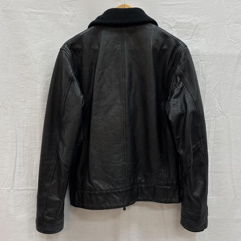 ユナイテッドアローズ UNITED ARROWS ジャケット、上着 レザージャケット 羊革 ラムレザー ニット ショールカラー ジャケット1125-699-3676 M 黒 / ブラック / black メンズ USED 古着 中古 50155656