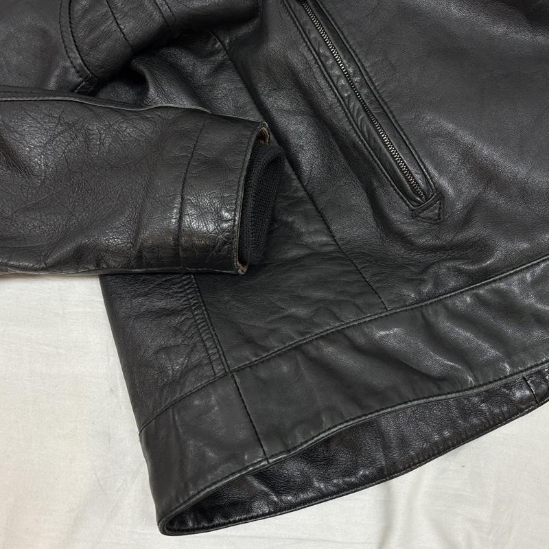 ユナイテッドアローズ UNITED ARROWS ジャケット、上着 レザージャケット 羊革 ラムレザー ニット ショールカラー ジャケット1125-699-3676 M 黒 / ブラック / black メンズ USED 古着 中古 50155656
