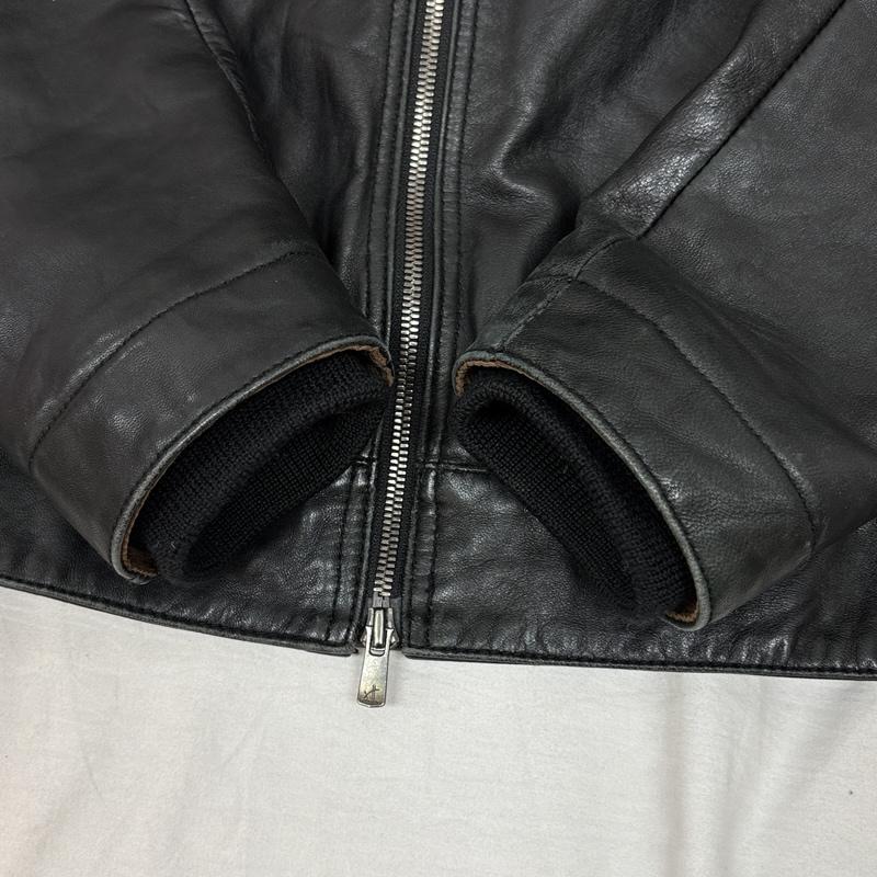 ユナイテッドアローズ UNITED ARROWS ジャケット、上着 レザージャケット 羊革 ラムレザー ニット ショールカラー ジャケット1125-699-3676 M 黒 / ブラック / black メンズ USED 古着 中古 50155656
