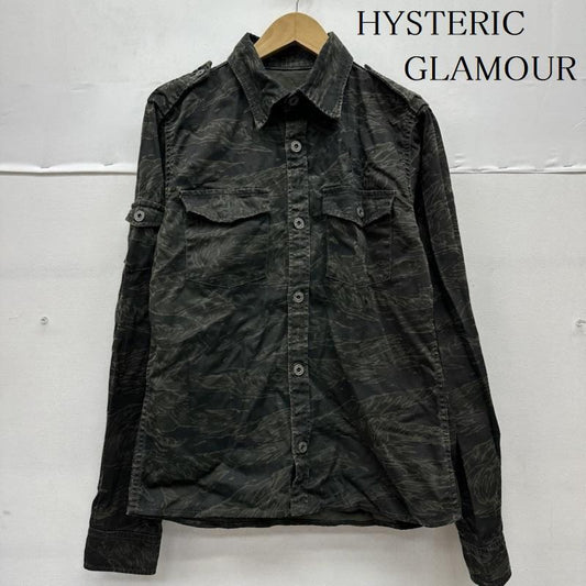ヒステリックグラマー HYSTERIC GLAMOUR シャツ、ブラウス 長袖 スカル 刺繍 タイガー カモ ミリタリー シャツ 4AH-1642 M カーキオリーブ / カーキオリーブ / メンズ USED 古着 中古 50155707