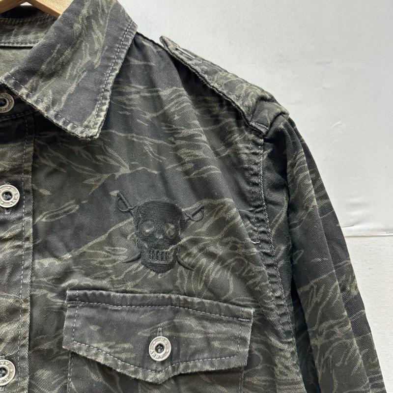 ヒステリックグラマー HYSTERIC GLAMOUR シャツ、ブラウス 長袖 スカル 刺繍 タイガー カモ ミリタリー シャツ 4AH-1642 M カーキオリーブ / カーキオリーブ / メンズ USED 古着 中古 50155707