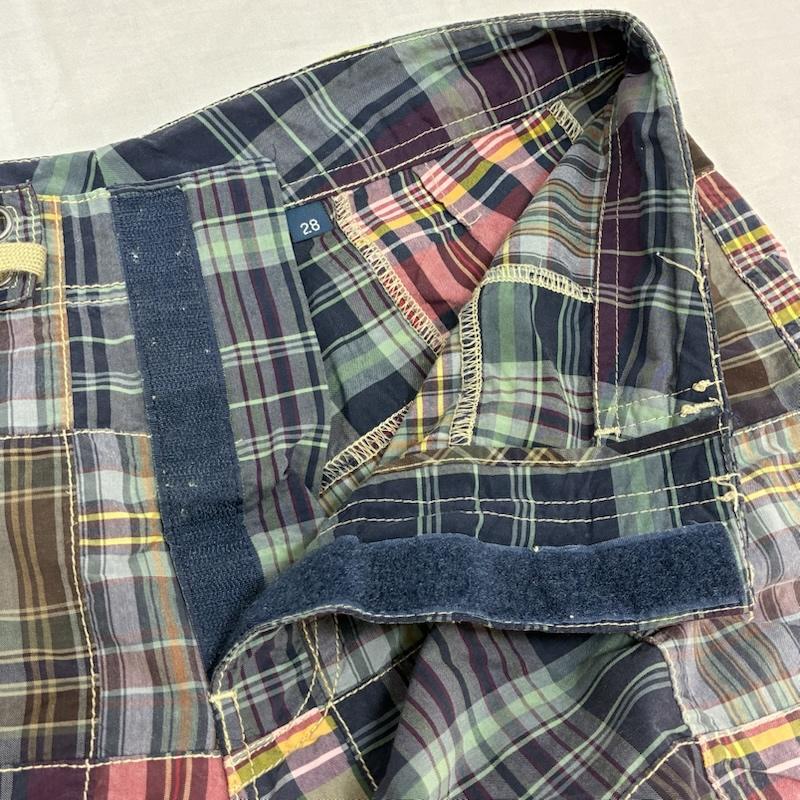 ポロバイラルフローレン Polo by RALPH LAUREN パンツ ショートパンツ 90s 三角タグ パッチワーク イージー カーゴ ショーツ ハーフパンツ ポニー 刺繍 28インチ チェック X ロゴ、文字 X 刺繍 マルチカラー / マルチカラー / multicolor メンズ USED 古着 中古 50155715
