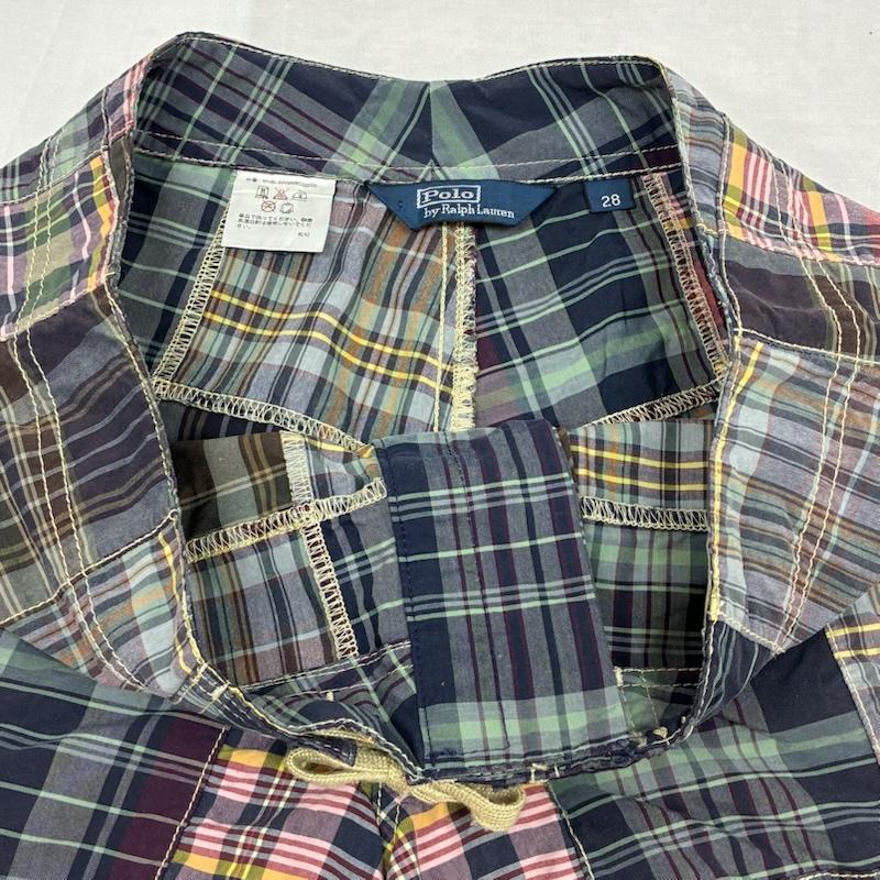 ポロバイラルフローレン Polo by RALPH LAUREN パンツ ショートパンツ 90s 三角タグ パッチワーク イージー カーゴ ショーツ ハーフパンツ ポニー 刺繍 28インチ チェック X ロゴ、文字 X 刺繍 マルチカラー / マルチカラー / multicolor メンズ USED 古着 中古 50155715