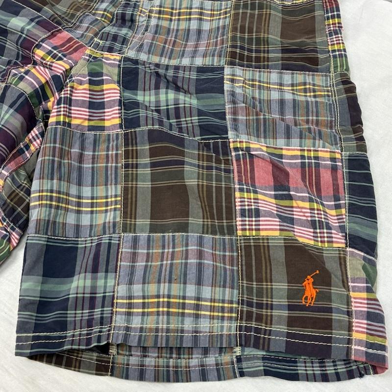 ポロバイラルフローレン Polo by RALPH LAUREN パンツ ショートパンツ 90s 三角タグ パッチワーク イージー カーゴ ショーツ ハーフパンツ ポニー 刺繍 28インチ チェック X ロゴ、文字 X 刺繍 マルチカラー / マルチカラー / multicolor メンズ USED 古着 中古 50155715
