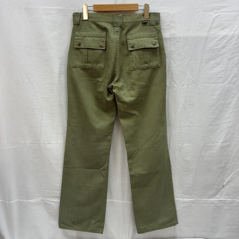 ラングラー Wrangler パンツ ワークパンツ、ペインターパンツ 70s 80s USA製 フレア スラックス ミリタリー パンツ TALON ヴィンテージ 33インチ ワンポイント X ロゴ、文字 カーキ / カーキ / khaki メンズ USED 古着 中古 50155718