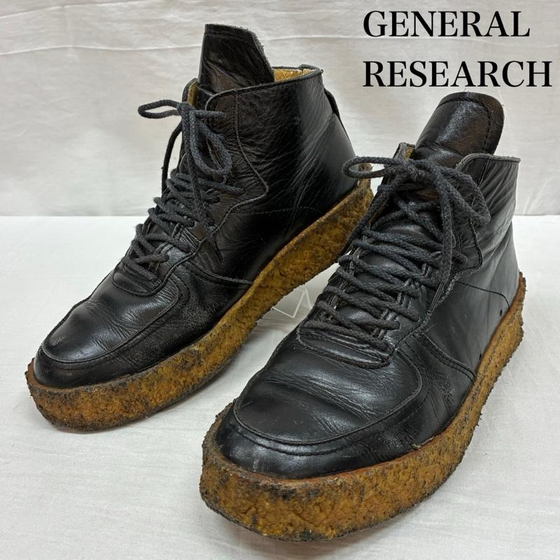 ジェネラルリサーチ GENERAL RESEARCH ブーツ ショートブーツ 90s レザー スニーカー ラバーソール ブーツ オールド アーカイブ M 黒 / ブラック / black メンズ USED 古着 中古 50155721