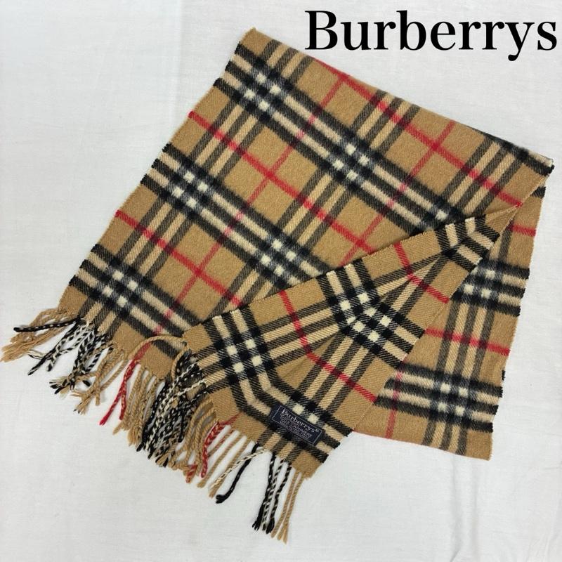 バーバリーズ BURBERRYS マフラー マフラー イングランド製 ノバチェック カシミヤ フリンジ マフラー - チェック レディース USED 古着 中古 50155726