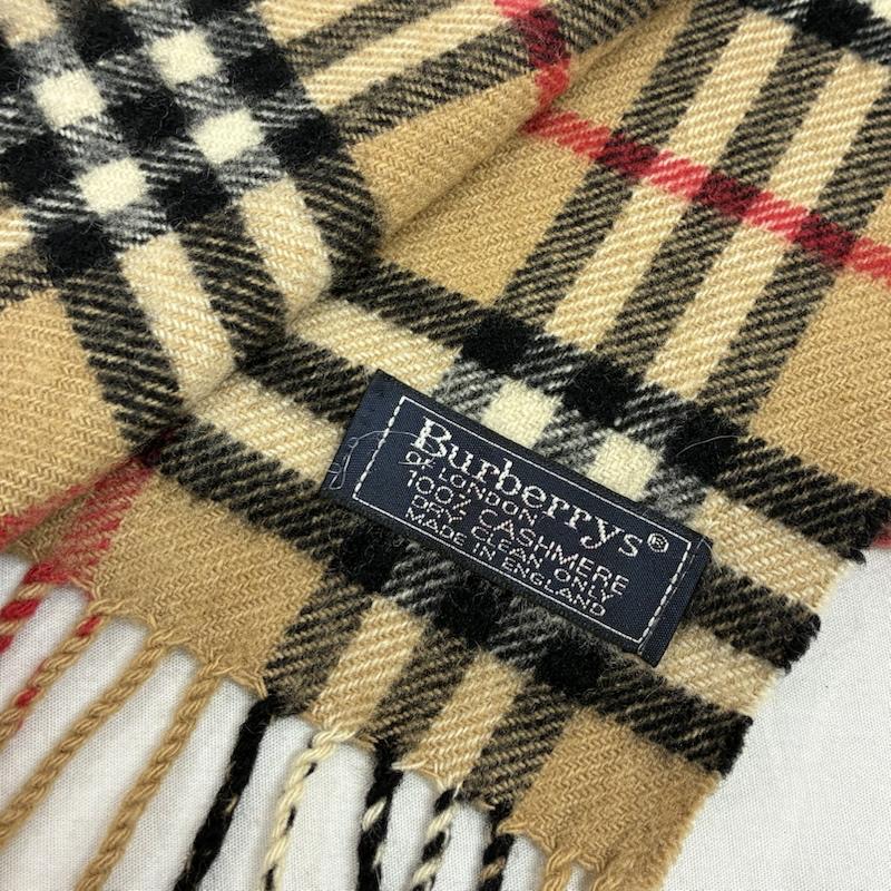 バーバリーズ BURBERRYS マフラー マフラー イングランド製 ノバチェック カシミヤ フリンジ マフラー - チェック レディース USED 古着 中古 50155726