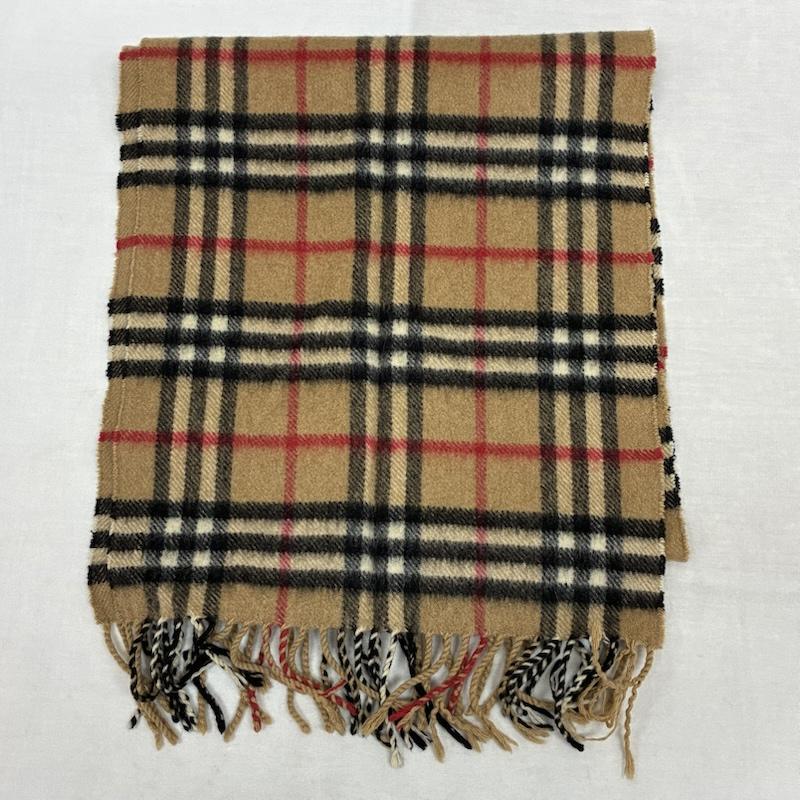 バーバリーズ BURBERRYS マフラー マフラー イングランド製 ノバチェック カシミヤ フリンジ マフラー - チェック レディース USED 古着 中古 50155726