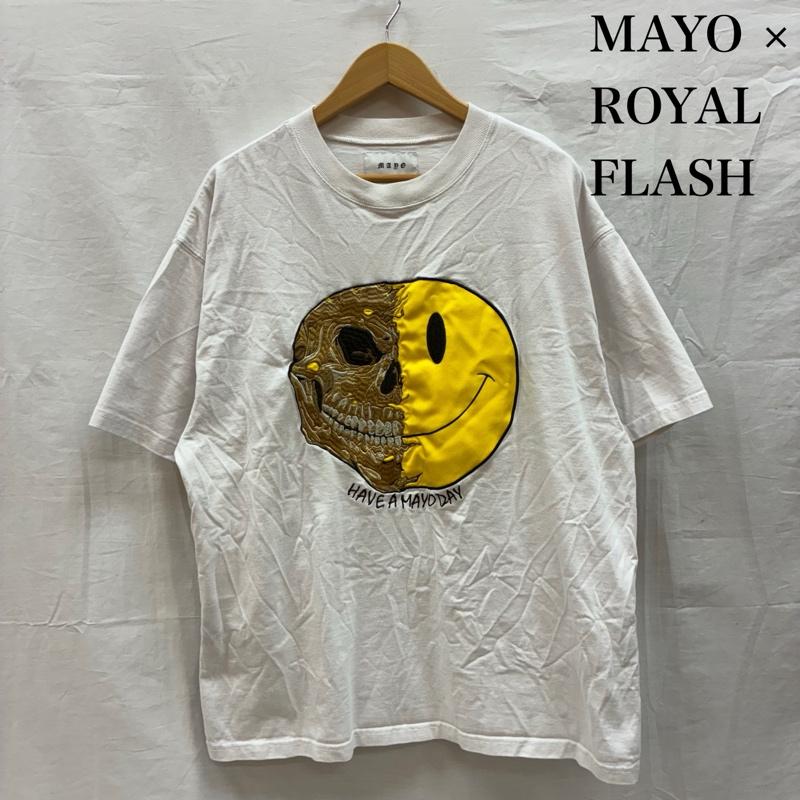 ロイヤルフラッシュ ROYAL FLASH Tシャツ 半袖 MAYO メイヨー 別注 Smile Skull TEE スマイル スカル Tシャツ R24MY-SST012 M ロゴ、文字 X 刺繍 白 / ホワイト / white メンズ USED 古着 中古 50155737