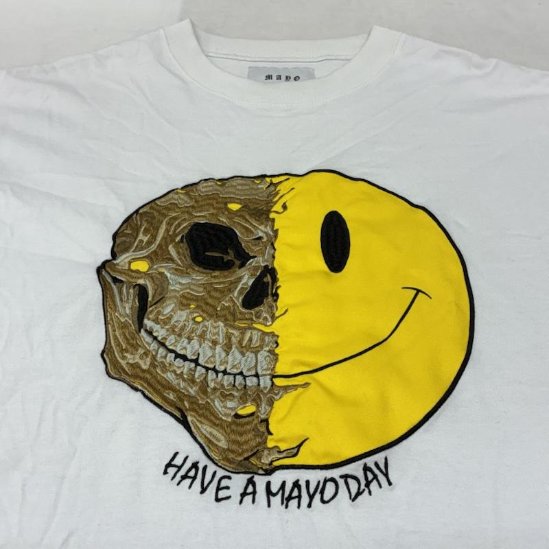 ロイヤルフラッシュ ROYAL FLASH Tシャツ 半袖 MAYO メイヨー 別注 Smile Skull TEE スマイル スカル Tシャツ R24MY-SST012 M ロゴ、文字 X 刺繍 白 / ホワイト / white メンズ USED 古着 中古 50155737