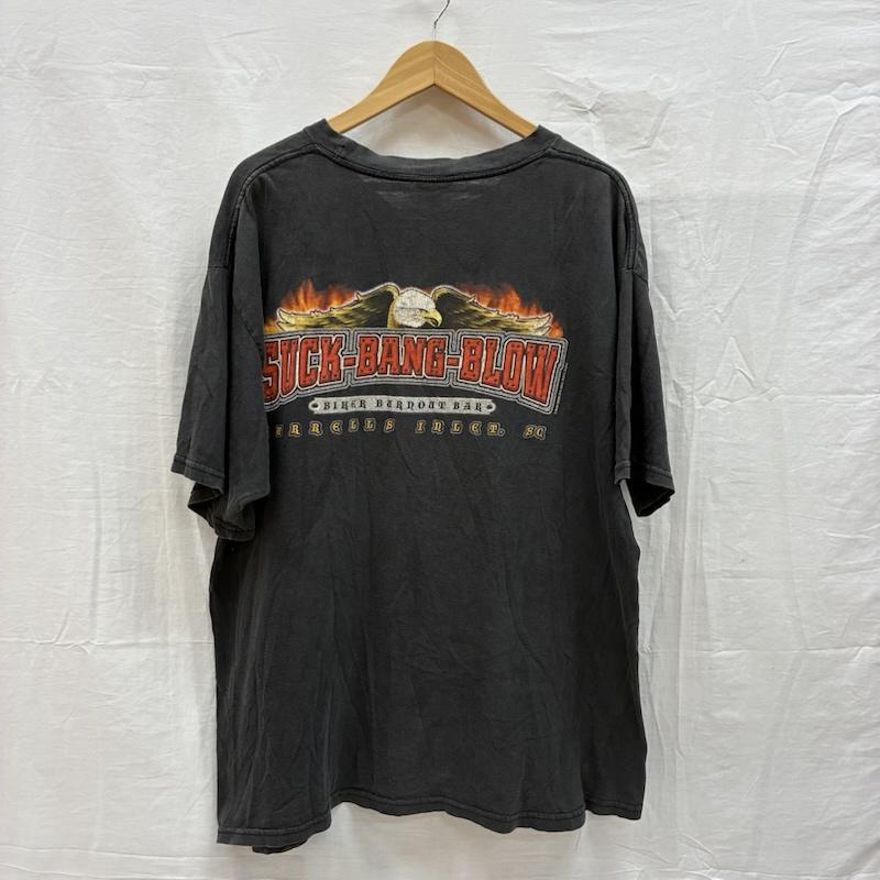 古着 USED Tシャツ 半袖 NO PROBLEM アメリカン イーグル サンダー ファイヤー バイカー Tシャツ フェード XL ロゴ、文字 X プリント チャコールグレー / チャコールグレー / メンズ USED 古着 中古 50155743