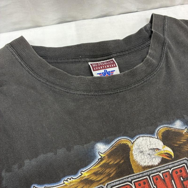 古着 USED Tシャツ 半袖 NO PROBLEM アメリカン イーグル サンダー ファイヤー バイカー Tシャツ フェード XL ロゴ、文字 X プリント チャコールグレー / チャコールグレー / メンズ USED 古着 中古 50155743