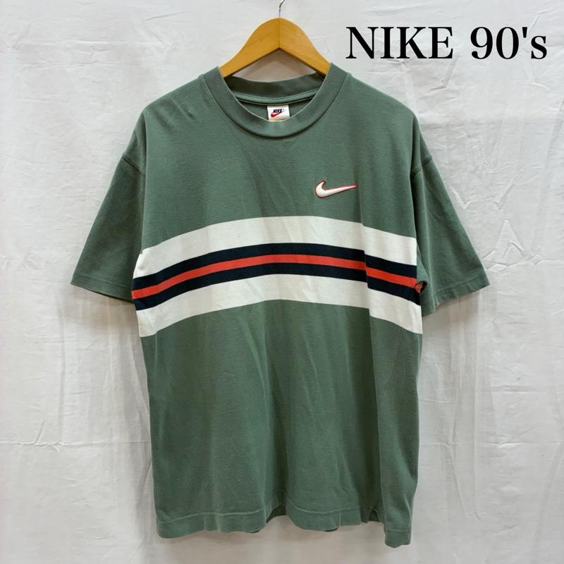 ナイキ NIKE Tシャツ 半袖 90s 銀タグ マルチボーダー 刺繍 ロゴ Tシャツ オールド ヴィンテージ M ボーダー柄 X ロゴ、文字 X 刺繍 メンズ USED 古着 中古 50155746