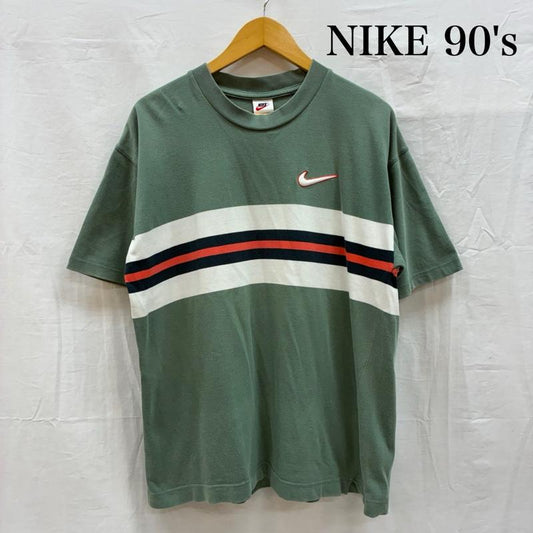 ナイキ NIKE Tシャツ 半袖 90s 銀タグ マルチボーダー 刺繍 ロゴ Tシャツ オールド ヴィンテージ M ボーダー柄 X ロゴ、文字 X 刺繍 メンズ USED 古着 中古 50155746