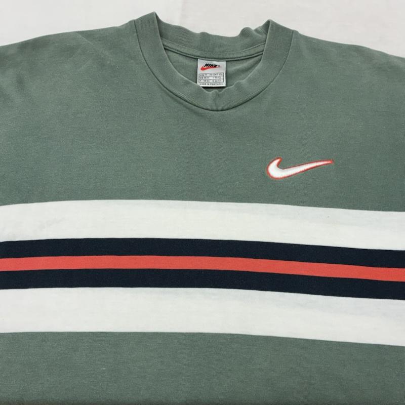ナイキ NIKE Tシャツ 半袖 90s 銀タグ マルチボーダー 刺繍 ロゴ Tシャツ オールド ヴィンテージ M ボーダー柄 X ロゴ、文字 X 刺繍 メンズ USED 古着 中古 50155746