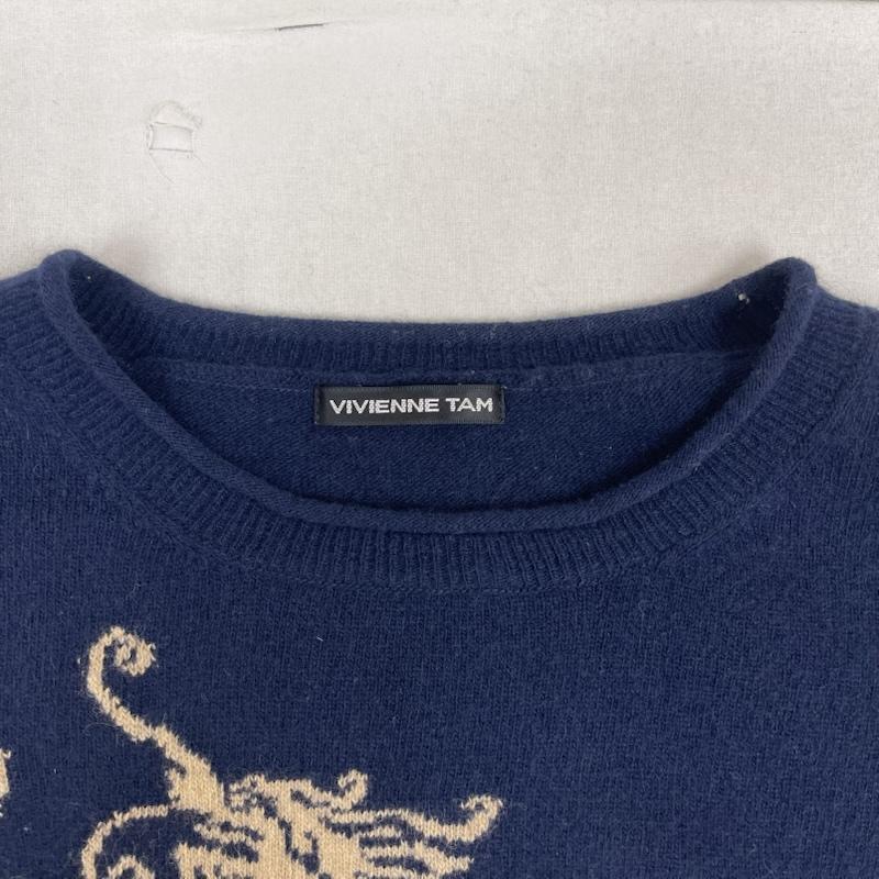 ヴィヴィアン タム VIVIENNE TAM ニット、セーター 長袖 日本製 ドラゴン 刺繍 ニット セーター 016-270026 0 紺 / ネイビー / navy レディース USED 古着 中古 50155758